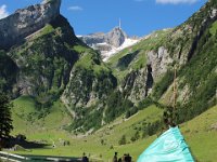 ganz hinten Säntis, vorne vorbereitetes 1. August Feuer